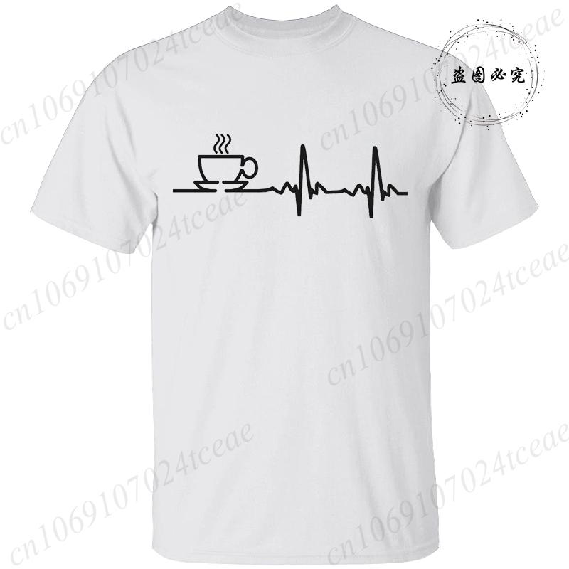 New Men's T-shirt Classic Short Sleeved Shirt COFFEE ECG EKG Summer Top Casual T-shirt CAFFEINE MEME Casual Women Tee Shirt Tops