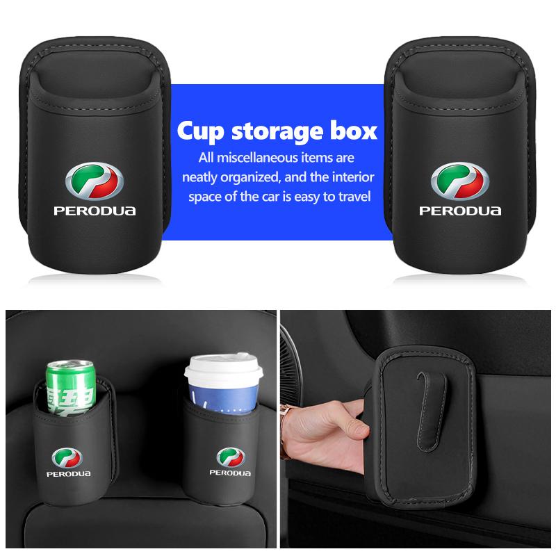 Leather Car Cup Holder Hang Drink Storage Box Accessorie For Perodua Ativa Myvi Bezza Alza Axia Viva Aruz Myvi Gen2 Gen3