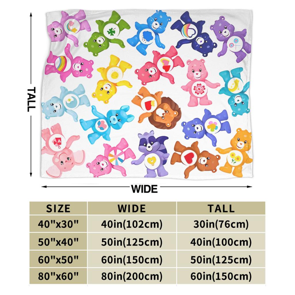 Pile Collage Of Care Bears And Cousins Blanket Flannel  Soft Throw Blankets for Outdoor Travel Bedspread