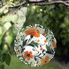 25.4 cm Floral Metal Wind Spinner with 360° Rotating Hooks Vibrant Orange Flowers Green Leaves for Garden Patio Balcony Outdoor Decor