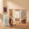 Borosilicate Glass Storage Jar with Bamboo Lid - Cylindrical Transparent Container for Tea or Food