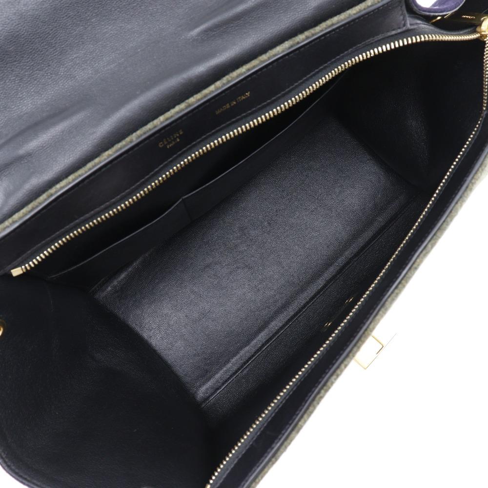 CELINE Trapeze Handbag Black / grey felt/Calfskin Women Used