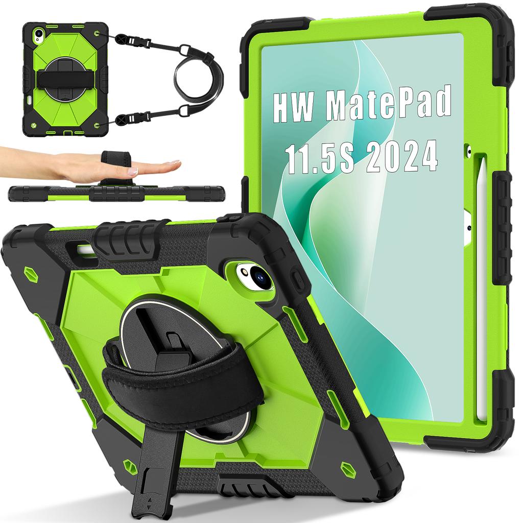 Stand Armor Case for Huawei MatePad 11.5 S 2025 2024 SLG-W50 SLG-W10 TGR-W09 360 Rotating Heavy Duty Cover with Shoulder Strap