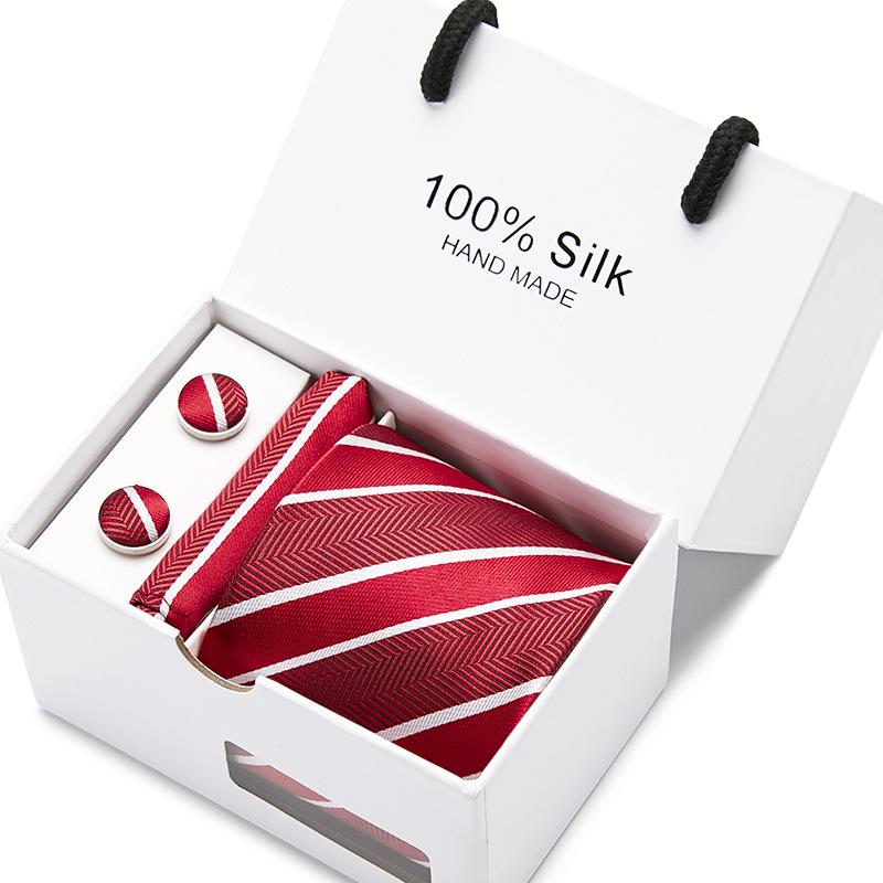 Men'S Tie Gift Box 5-Piece Set Tie Pocket Towel Scarf Cuff