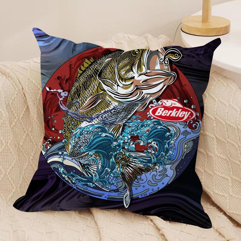 Popular Fishing B_Berkleys Cushion Cover Soft Plush Fabric Double-Sided Printed Sofa Cushion Cover for All Seasons Home Decor