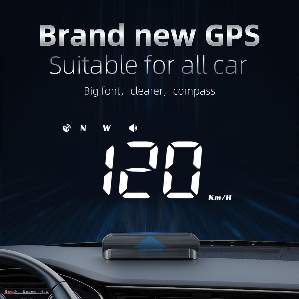 Car HUD 3.5 inch Head-up Display Projecter Digital Vehicle Speedometer GPS Model Overspeed Warning Fatigue Driving Alarm