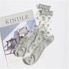 Breathable Ultra Thin Transparent Lace Socks Women Silk Crystal Rose Flower Embroidered Sox For Ladies Summer Fashion Elastic