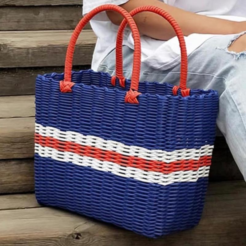 Wear Resistant PVC Woven Picnic Basket For Camping Outdoor Gatherings And Beach Parties With Large Capacity