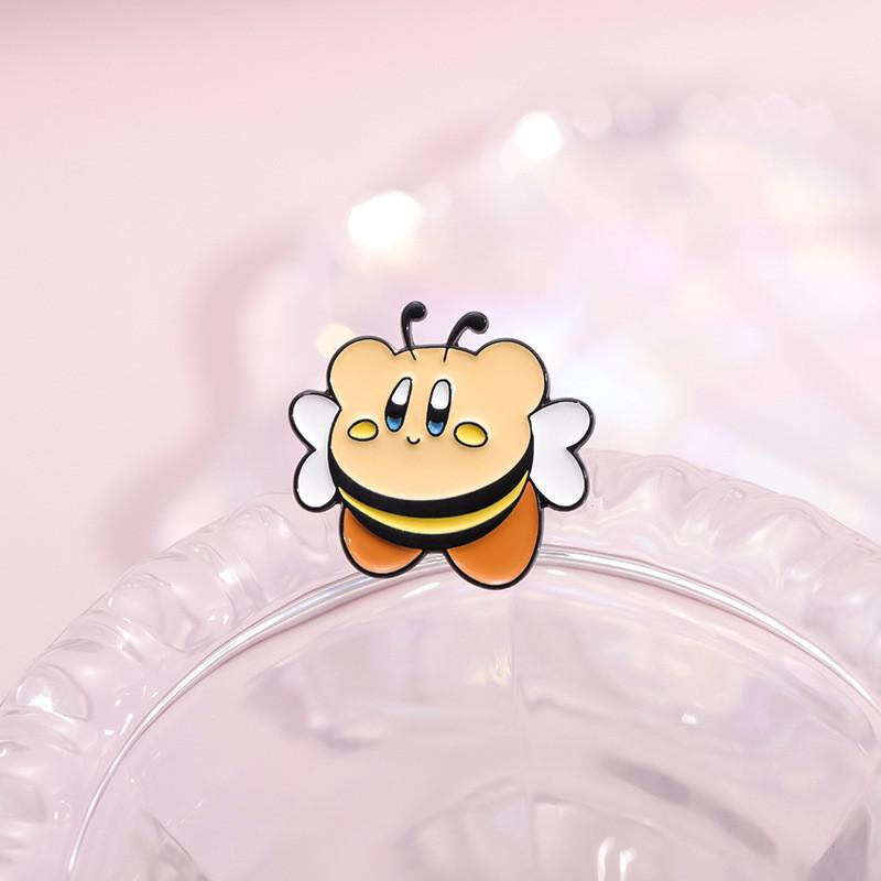 Bee Cartoon Creative Design Metal Badge Unique Kirby Inspired Pin For Collectors