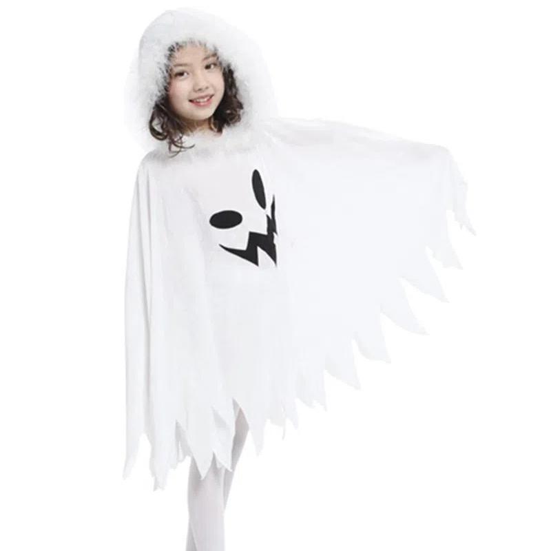 Halloween Children's Elf Cloak Cosplay Costumes White Elf Ghost Hooded Cape Christmas Cape Dress Up As A Halloween Stage Costume