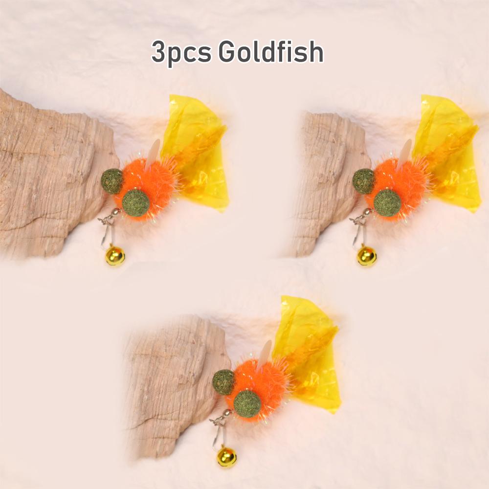 

3pcs Tassel Goldfish Bee Replace Cat Teasing Stick Insect Cat Toy Interactive Pet Toys For Kitten