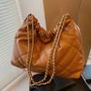 IELGY Large-Capacity Diamond Casual Trendy Fashion Tote Bucket Bag All-Match Chain Shoulder Female Bag