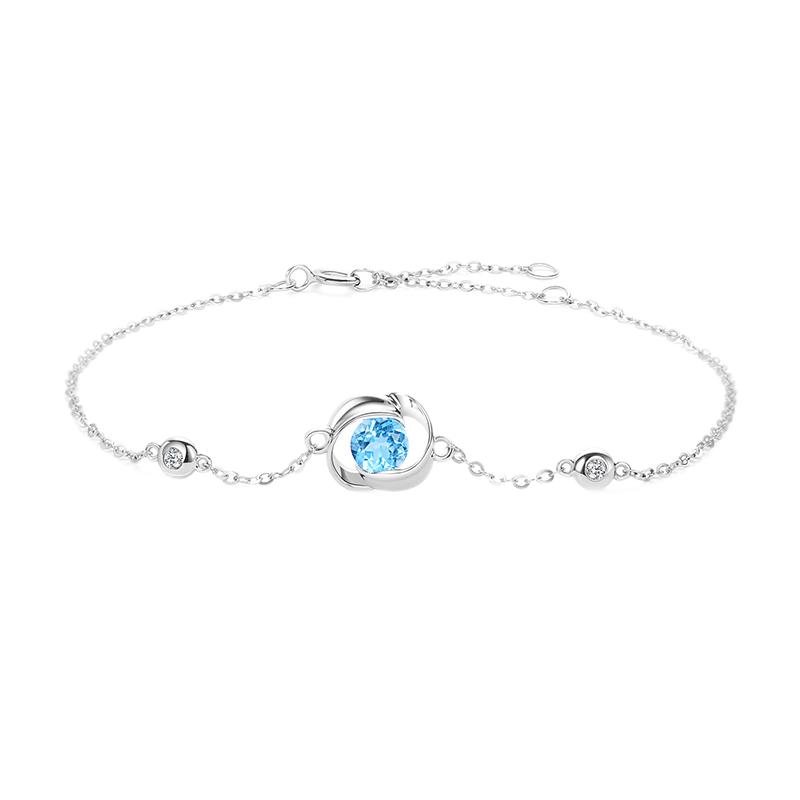 Fanci Sterling Silver Rose Flower Bracelet синий
