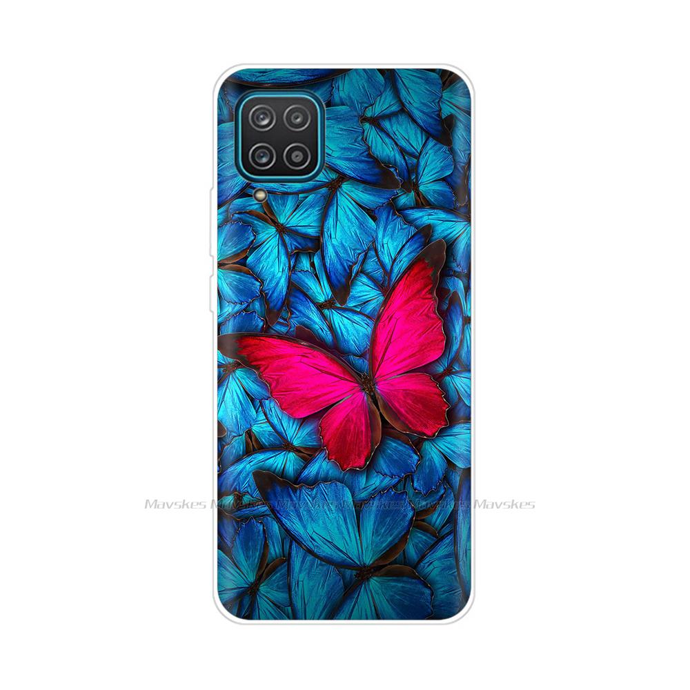 Soft Silicon Cover For Samsung Galaxy A12 Case Cute Flower Cat Bumper For Samsung A12 Phone Case Cover For Samsung A12 A 12 6.5"