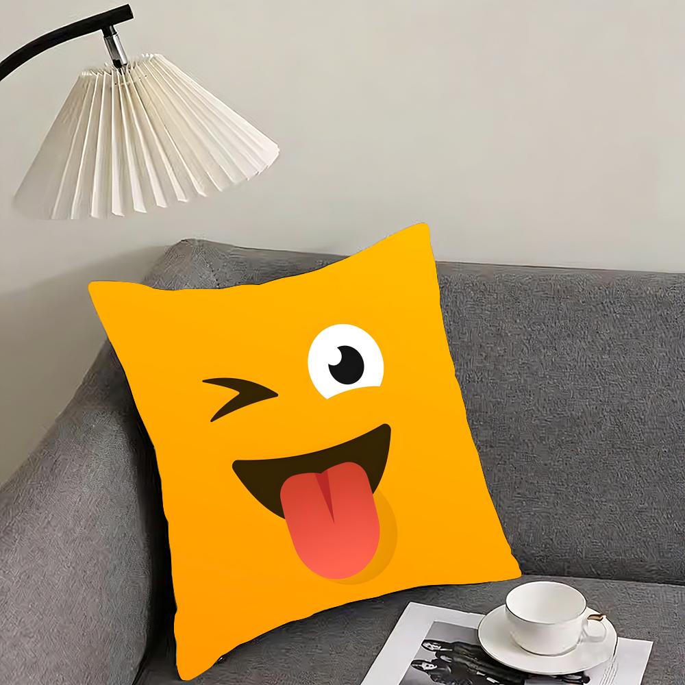 Funny Emoji Cute Cushion Cover Pillowcase Ultra Soft Skin Friendly Fabric Cloud Like Comfort & Concealed Zipper