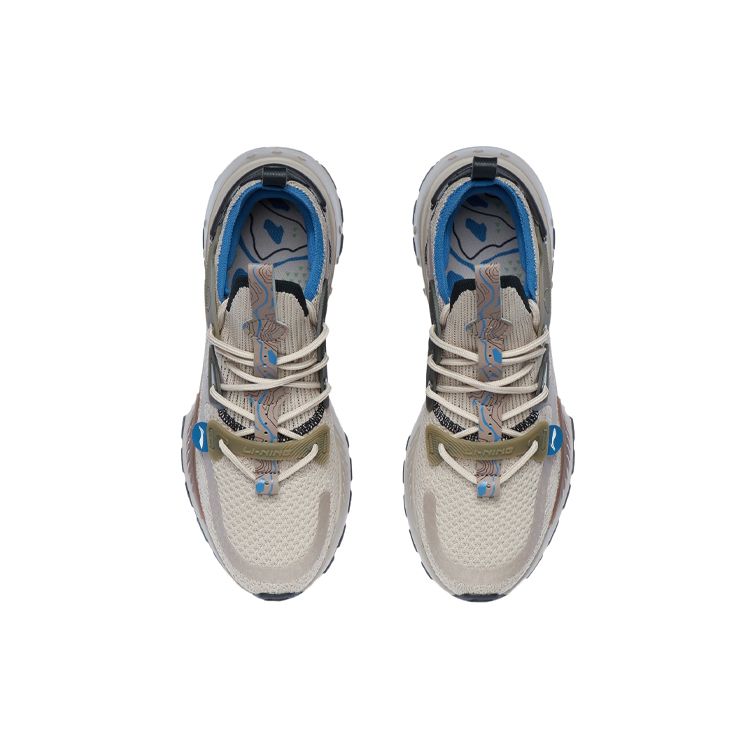 Li Ning Ji Zhu One Piece Woven Low Top Running Shoes Men Sneakers Suede-Brown AGLR189-3