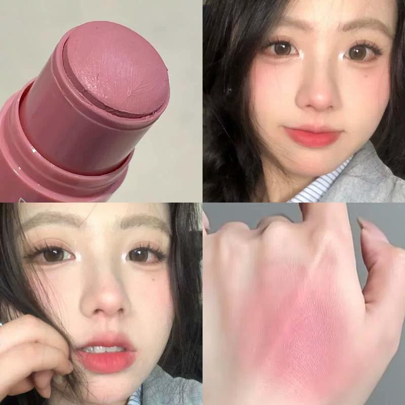 Korean-Style Youthful Girl's Soft Mist Blush Stick, Natural Matte, Brightening, Youthful, Glowing Skin, Student Blush Cream for Women