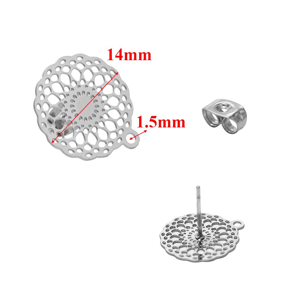 10pcs 304 Stainless Steel Hollow Flower Studs for DIY Drop Earrings Post Findings Jewelry Making Dangle Charms Connectors