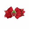 Glitter Strawberry Green Onion Bow Hair Clip for Girls