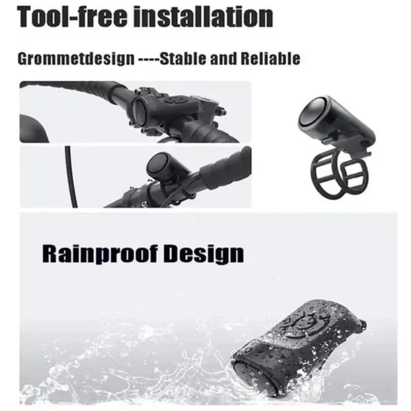 1Pc Bicycle Bell USB Charging Bicycle Horn with Alarm for Road Mountain Bike