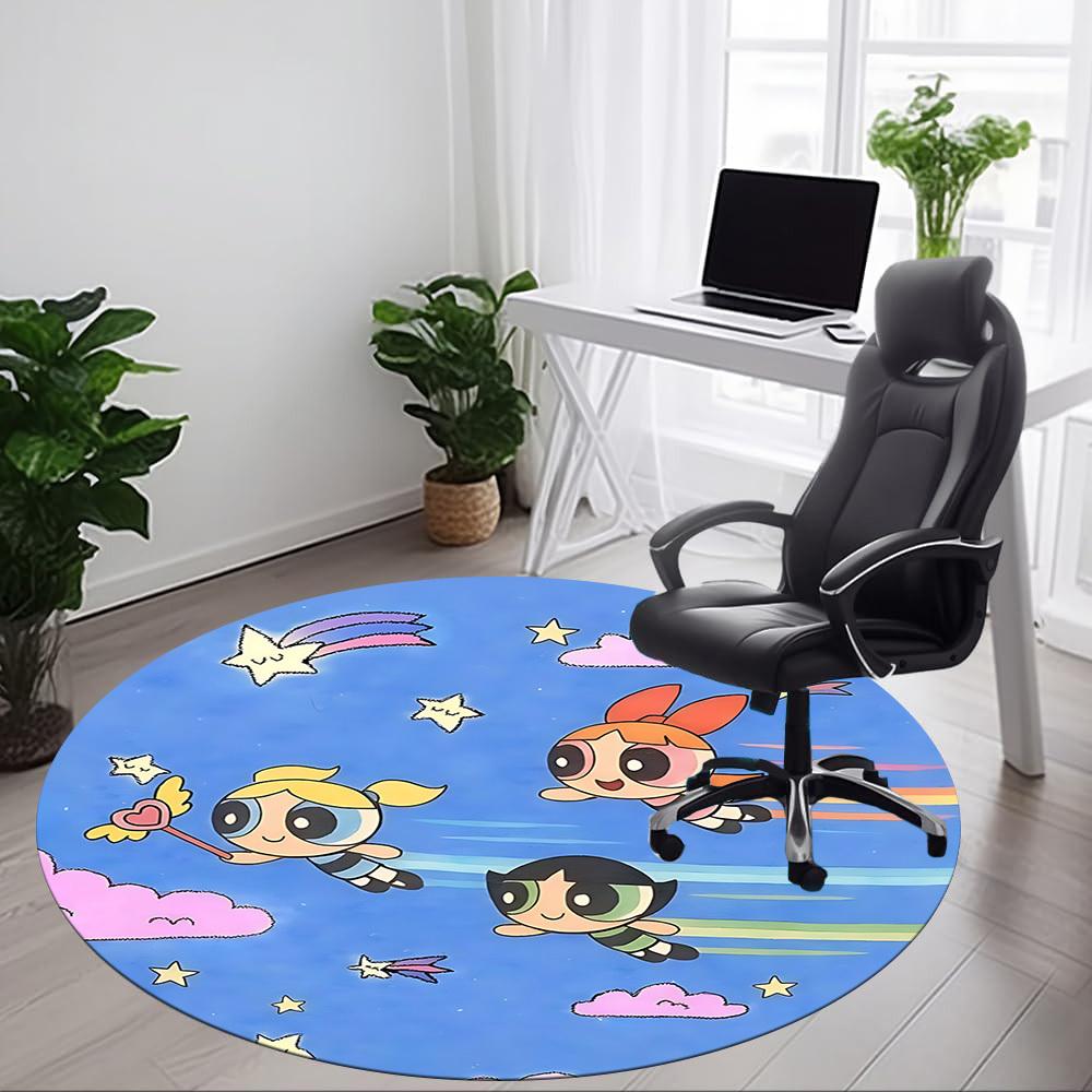 1pc Powerpuff Girls Office Round Area Rug, Under Office Chairs Bedroom Living Room Home Decor, Room Decoa1022172