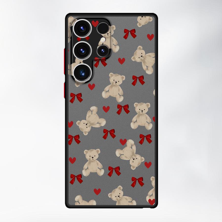 Cute Bow Bear Case for Samsung Galaxy S24 Plus S22 S26 S20 FE S25 Ultra S21 Note 20 Ultra 10+ S23 FE Funda Back Phone Cover
