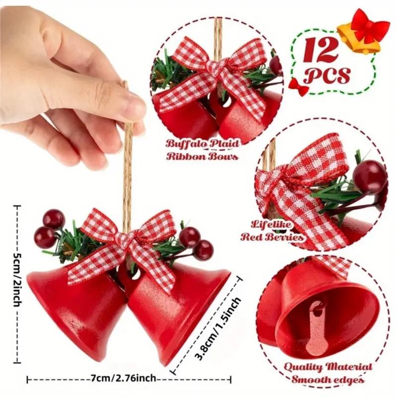 12x Cast Iron Christmas Bells Hangings Xmas Tree Fireplace Holiday Home Decor