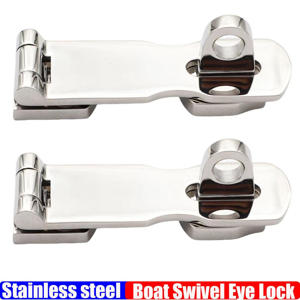 Door Latch Lock Marine Boat Yacht Latch Buckle Hasp Sliding Swivel Eye Locking Hasp latch- Hardware Door Bolt Boat Accessories 2PCS