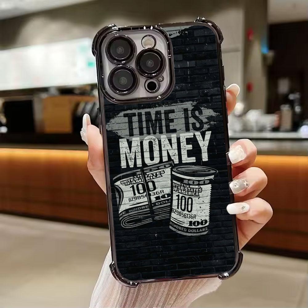 

Black Dollar Time is Money Phone Case for iPhone 11 13 15 16 17 Pro Max 14 Plus 17Air 16E 13 Pro 12 Mini 17Pro Soft Clear Cover iPhone 11Pro Max