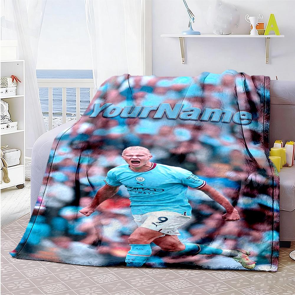 Haaland 194 Personalized Name Blanket Cozy Customizable Blanket Comfortable for Bed Nap Office Chair Sofa for All Occasions