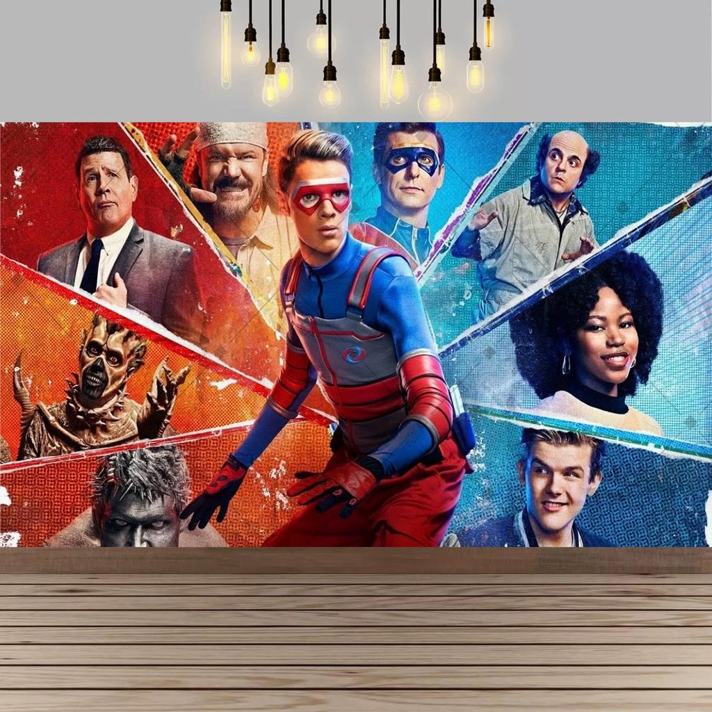 Superhero HenryDangers Birthday Party Background Kids Photography Banner Boys Birthday Party Decoration, Photo Booth Props161