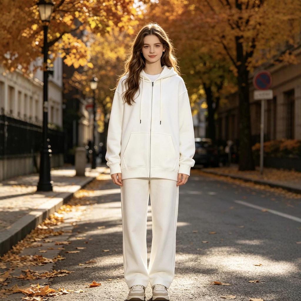 Unisex Loose Fit Zipper Hooded Cardigan Sweatshirt - Solid Color Casual Outerwear