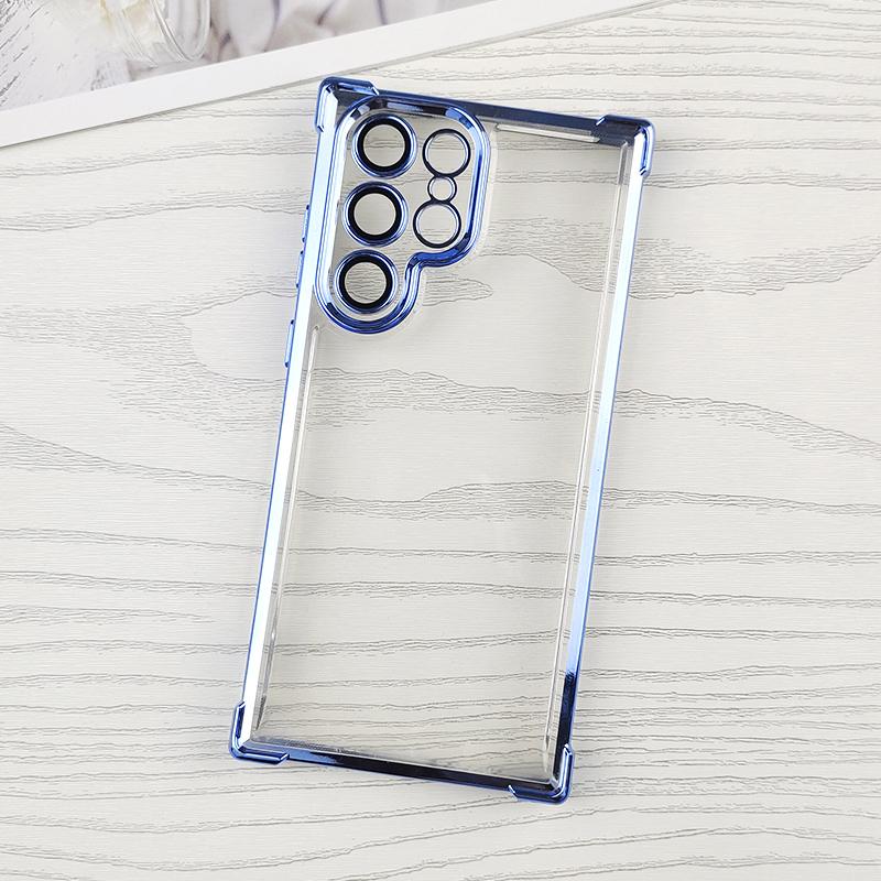 Luxury Shockproof Clear Soft Case For Samsung Galaxy S25 Edge S24 S23 FE S22 Ultra Plus S25+ Plating Transparent Cover TPU Shell