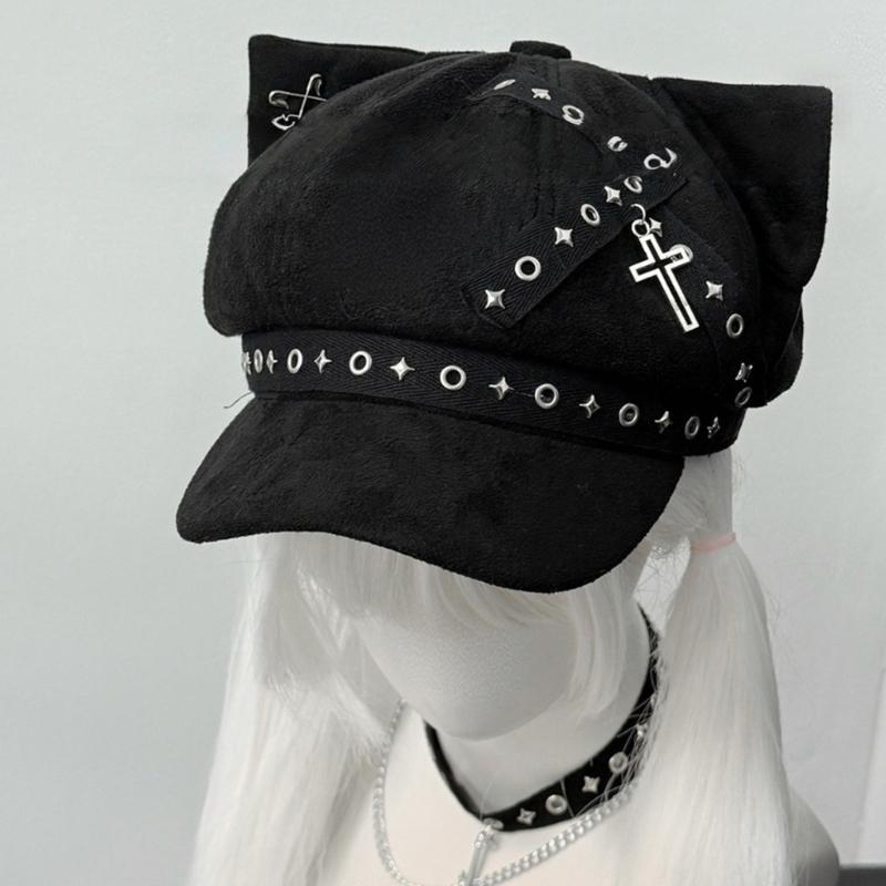 Trendy Painter Hat Eyelet Fashion Hat British Beret for Dating Photography Cabbie Headwear Painter Hat
