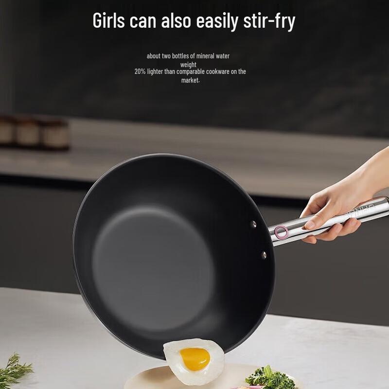 SANHO 0-Coating Non-Stick Wok with Smart Temperature Sensor