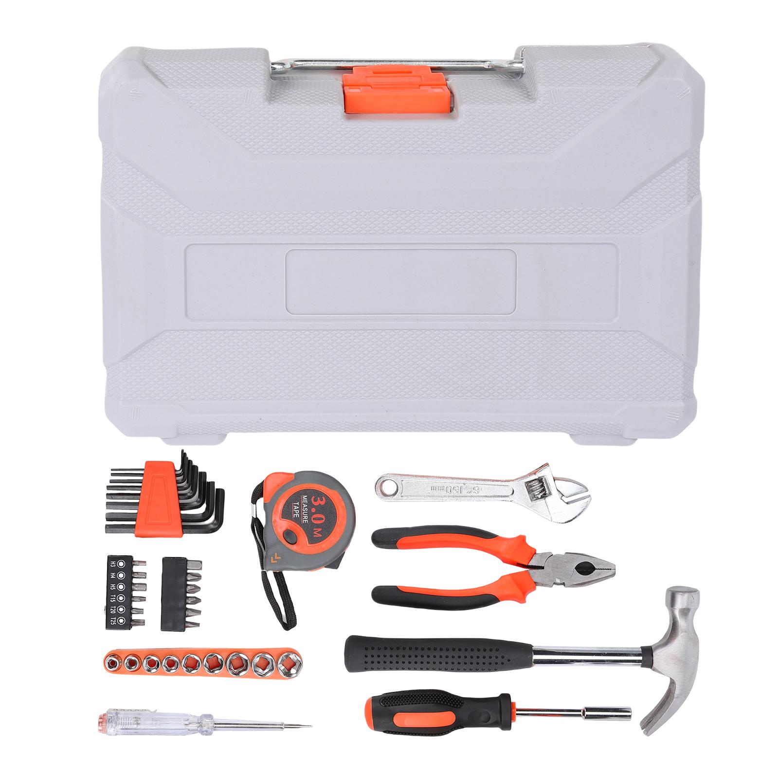 35pcs Automotive and Household Tool Kit Basic Tool Box for Car Enthusiasts and Home Repairs