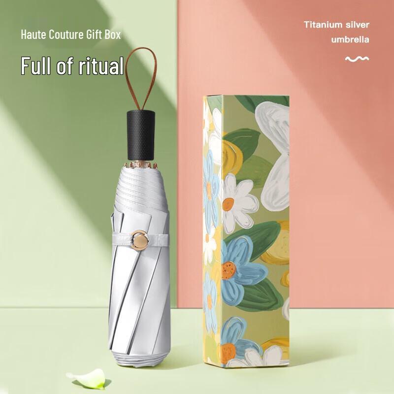 Meidu Double-Layer UV Protection Three-Fold Sun & Rain Umbrella