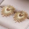 Fashion Ear Studs Gold Color Sun Heart Flower Stainless Steel Earrings For Women Men Accessories Ear Jewelry Fit DIY Rhinestone