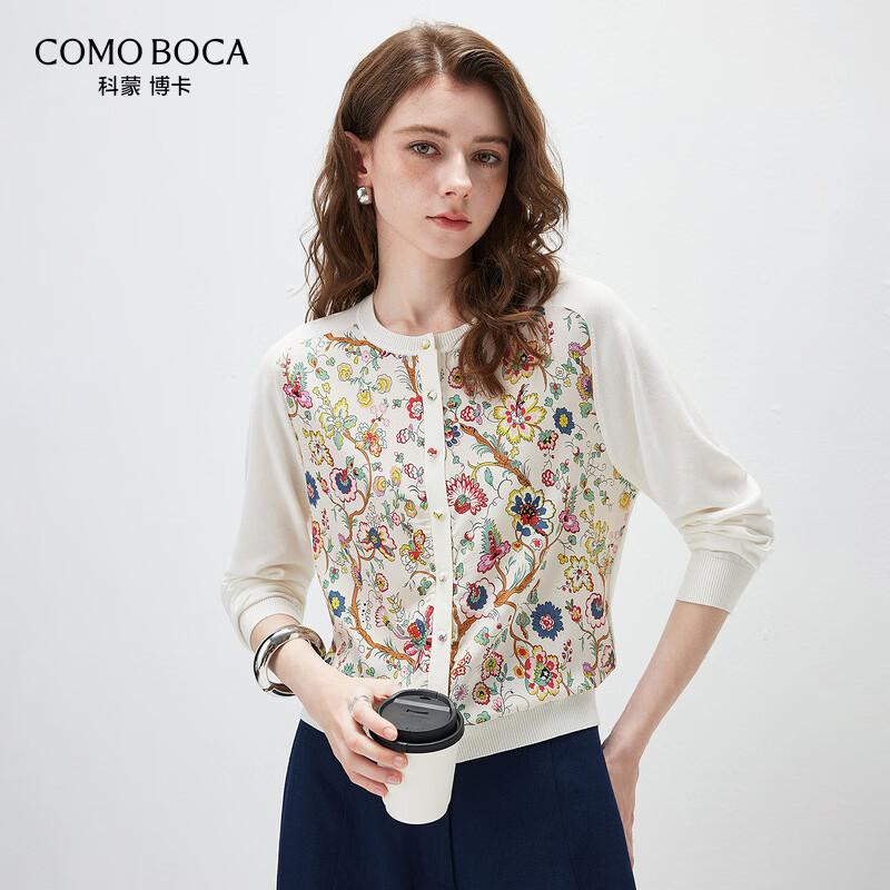 

Comonboca Women s Floral Print Silk Blend Long Sleeve Knit Cardigan XL