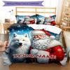 3PC Custom Name Santa's Winter Journey Bedding Set Printed Bedding Set Duvet Cover Closure Includes 1 Duvet Cover & 2 Pillowcases for All Seasons Bedr