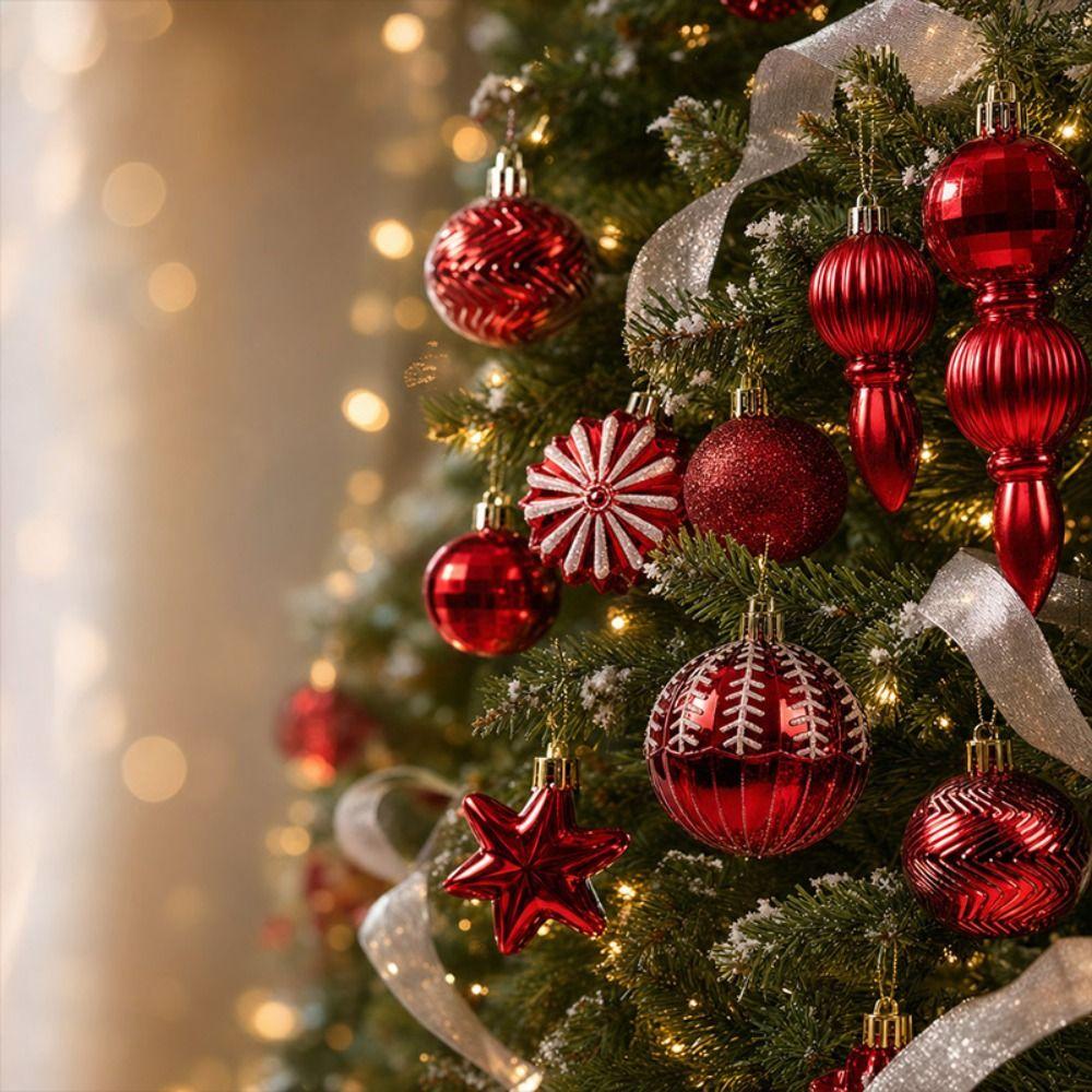 52pcs Gold Color Christmas Ball Ornaments Painted Christmas Ornament Set Christmas Celebration