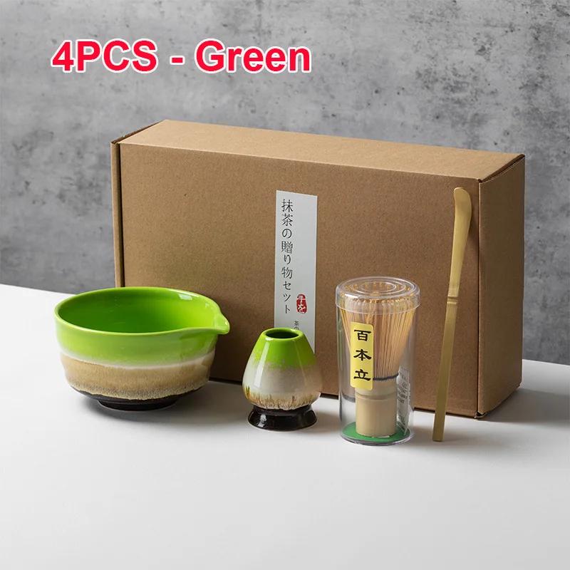 4 5 6 PCS Bamboo Matcha Whisk Set Ceramic Tea Bowl Traditional Japanese Tea Making Tools Home Kitchen Accessories Gift
