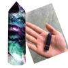 Natural Flourite Quartz Crystal Wand Colorful jewel Pure Point Healing