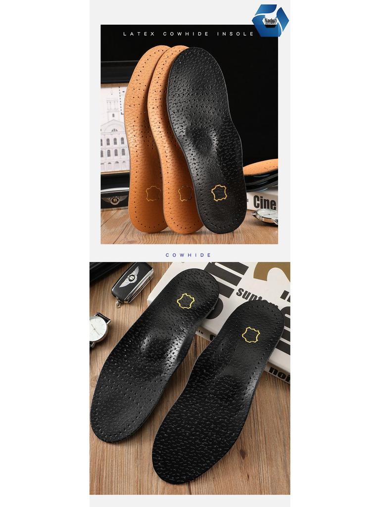 Orthopedic Genuine Leather High Arch Support Insoles - Odor-Resistant, Breathable, Sweat-Absorbent for Men & Women