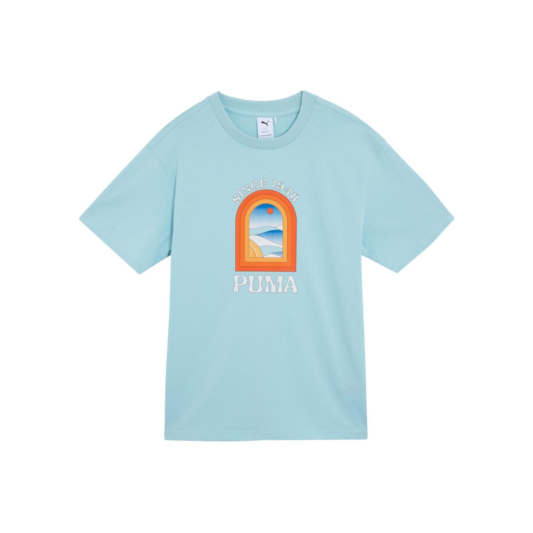 

Puma Футболка с короткими рукавами Apres Court с буквенно-цифровым принтом, удобные и дышащие повседневные топы унисекс светло-водно-зеленого цвета 628235-22 M