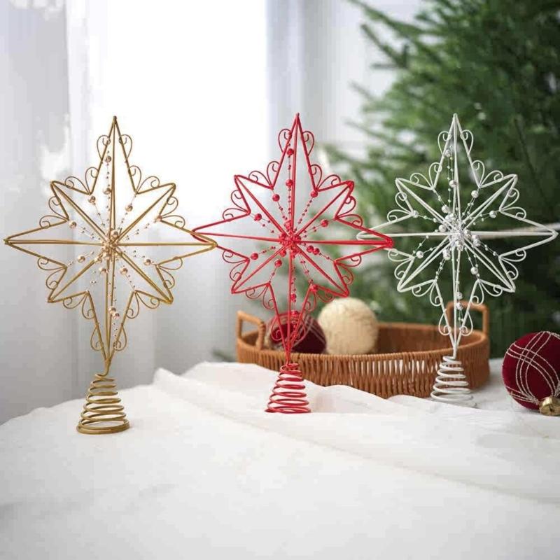 Christmas Tree Top Ornament Metal Star Shaped Tree Toppers Irregular Decoration for Home and Mall Parties Supplies