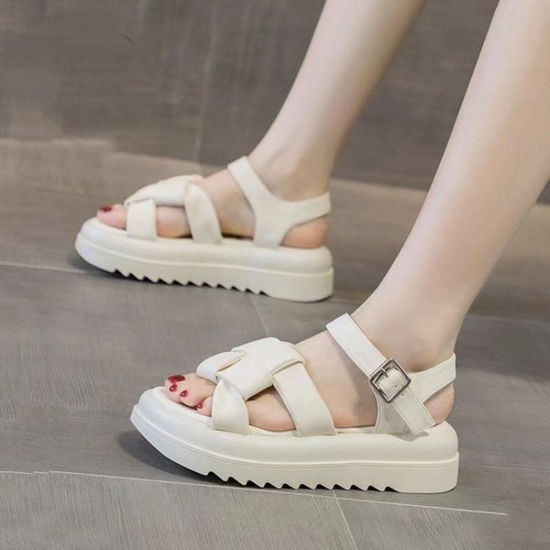 

Sporty Flip-flops for Women - New Style, Flat Sole, Soft Bottom, Anti-slip, Single-strap Beach Shoes 40 бежевий