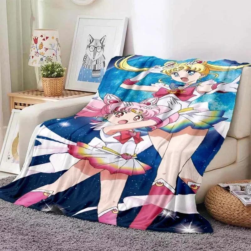 Anime Kawaii Sailor Moon Zuhause Cartoon Bedruckte Decke Picknickdecke Warmer Flanell Weich und Bequem Zuhause Reisen Geburtstagsgeschenk