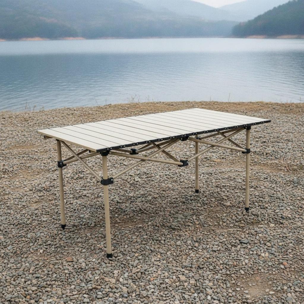 Foldable Table with Adjustable Legs Stable Furniture Telescoping for Campers