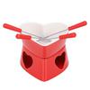 Heart Shaped Chocolate Fondue Mug Set Ceramic Sweet Fondue Cup with Forks and Candle Red White 350ml